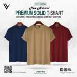 Mens Premium Solid T-Shirt Combo Navy Blue, Biscuit, Maroon